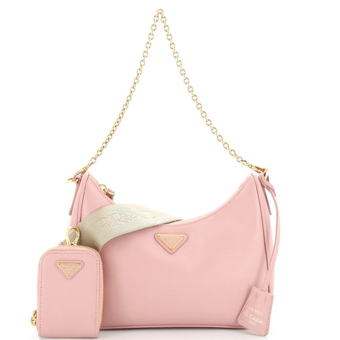 Prada Re-Edition 2005 Shoulder Bag Saffiano Leather Small Pink 2083452