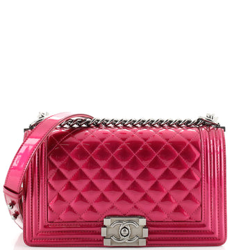 Chanel Boy Flap Bag Quilted Patent Old Medium