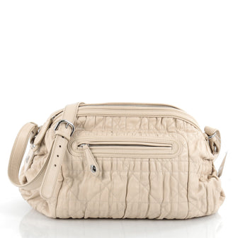 Christian Dior Delidior Dome Shoulder Bag Cannage Quilt Leather White 2083701