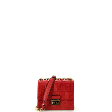 Fendi Kan U Shoulder Bag Zucca Embossed Leather Small