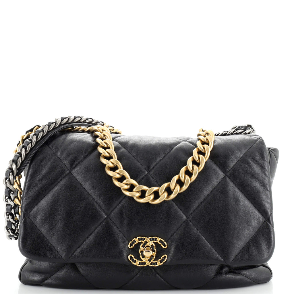 Chanel 19 Flap Bag Quilted Leather Maxi Black 2083961