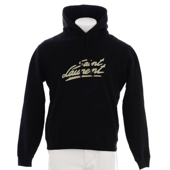Saint Laurent Men's Logo Print Hoodie Cotton