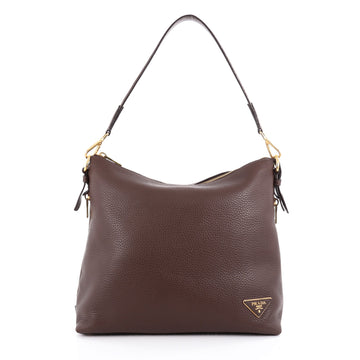 Prada Side Zip Hobo Vitello Daino Large Brown 2084201