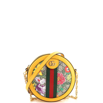 Gucci Ophidia Round Shoulder Bag Flora GG Coated Canvas Mini