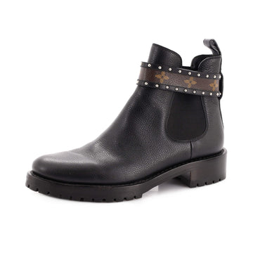 Louis Vuitton Women's Discovery Flat Ankle Boots Leather with Monogram Canvas
