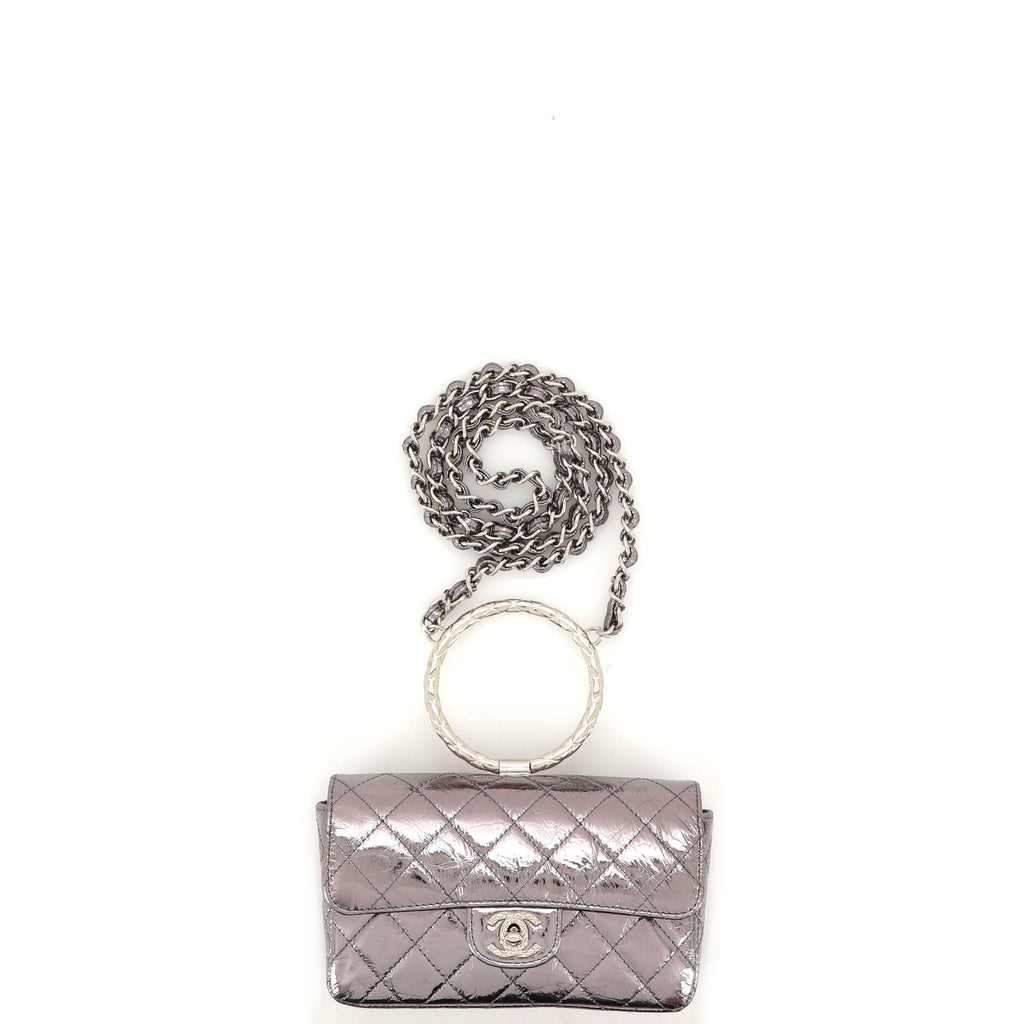 Chanel Ring Handle CC Flap Bag Quilted Metallic Calfskin Mini Metallic  2084481
