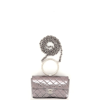 Chanel Ring Handle CC Flap Bag Quilted Metallic Calfskin Mini