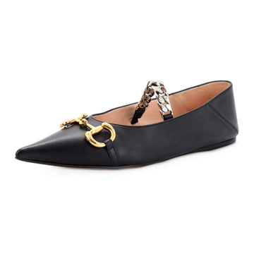 Gucci Women's Deva Horsebit Chain Ballerina Flats Leather