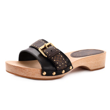 Louis Vuitton Women's Cottage Mules Leather with Monogram Canvas