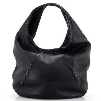 Bottega Veneta Baseball Hobo Leather with Intrecciato Detail Medium