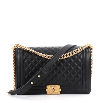 Chanel Boy Flap Bag Quilted Calfskin New Medium Black
