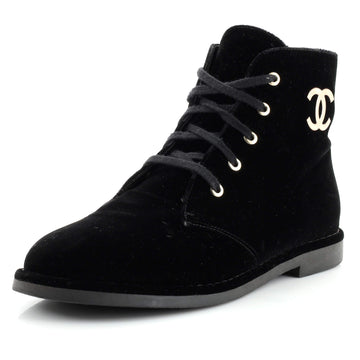 Chanel Women's CC Desert Ankle Boots Velvet