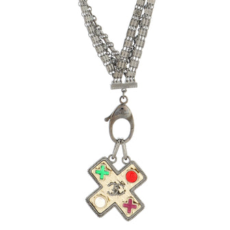 Chanel Cross Pendant Necklace Ruthenium with Gripoix and Faux Pearls