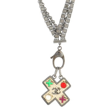 Chanel Cross Pendant Necklace Ruthenium with Gripoix and Faux Pearls