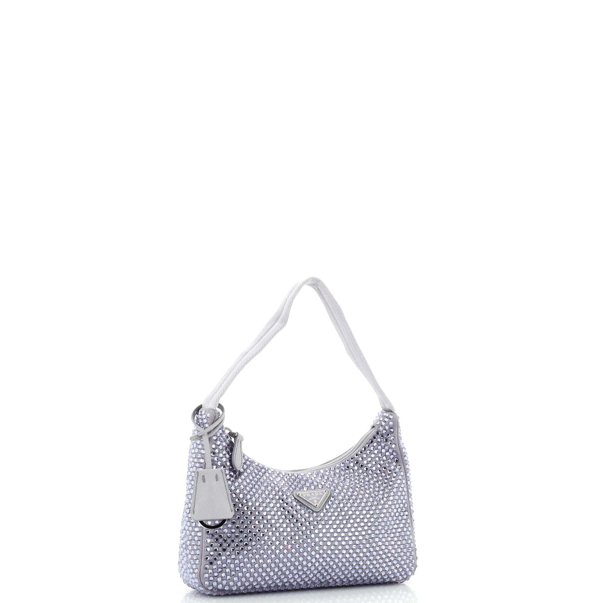 Prada ReEdition 2000 Hobo Crystal Embellished Satin Mini Purple 2085391