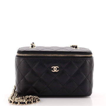 Chanel Classic Vanity Case with Chain Quilted Caviar Small