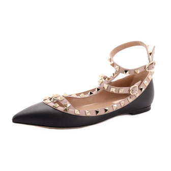 Valentino Garavani Women's Rockstud Caged Ballerina Flats Leather