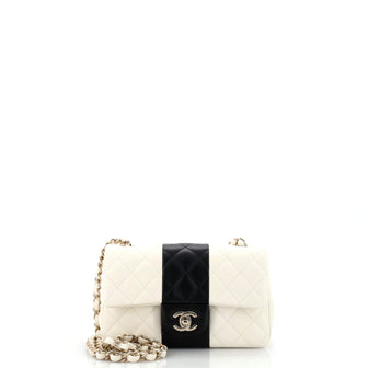 Chanel Bicolor Classic Single Flap Bag Quilted Lambskin Mini