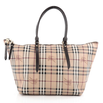 Burberry Salisbury Tote Haymarket Coated Canvas Medium Brown 2086004