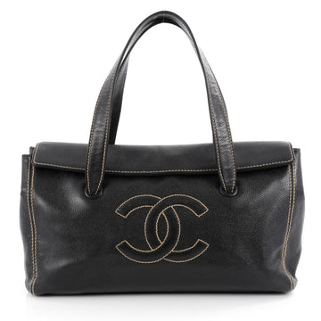 Chanel CC Stitch Flap Satchel Caviar Large Black