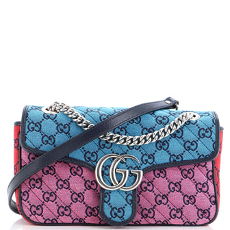 Gucci GG Marmont Flap Bag Diagonal Quilted GG Canvas Small