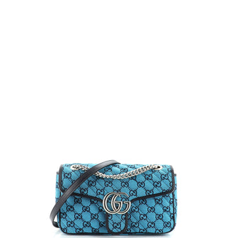 Gucci GG Marmont Flap Bag Diagonal Quilted GG Canvas Small