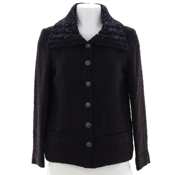 Chanel Women's Button Up Jacket Wool with Tweed