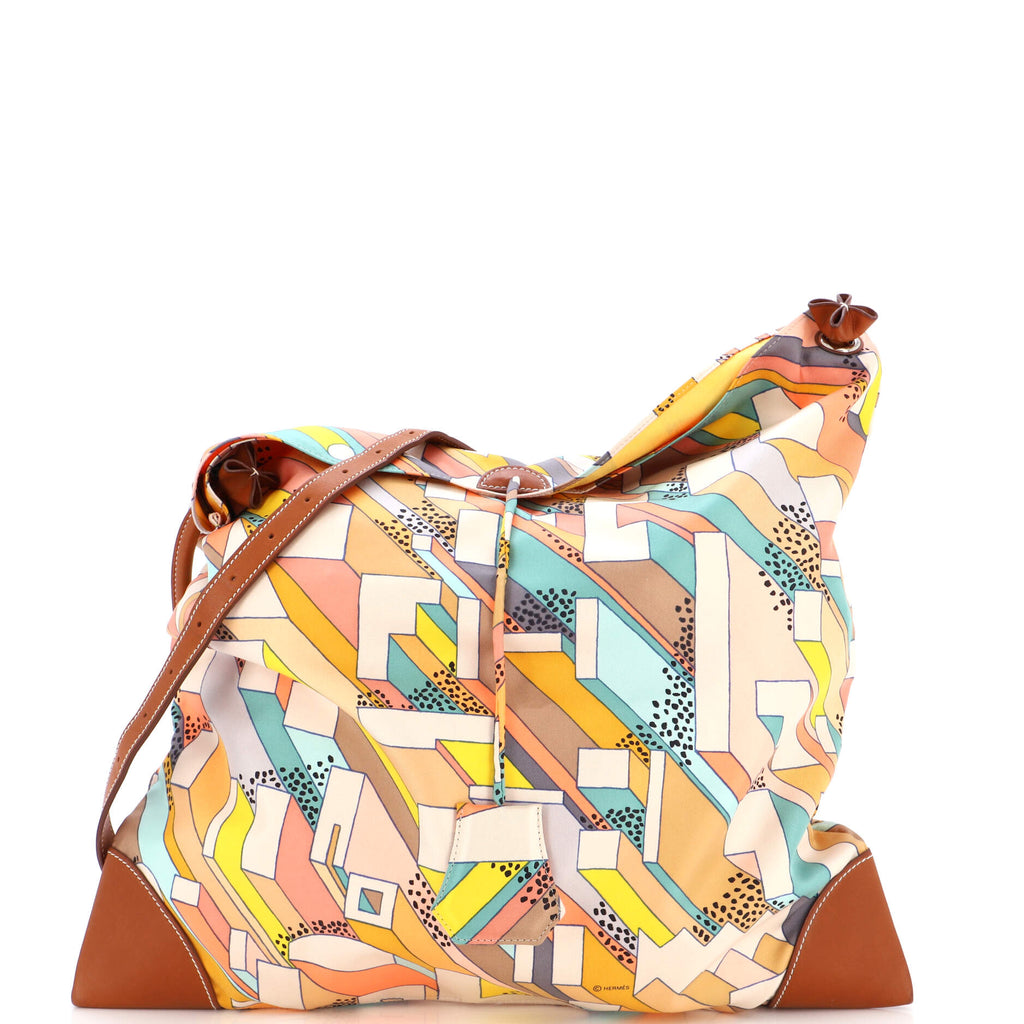 Hermes Silky City Bag Printed Silk and Leather GM Multicolor 208648112