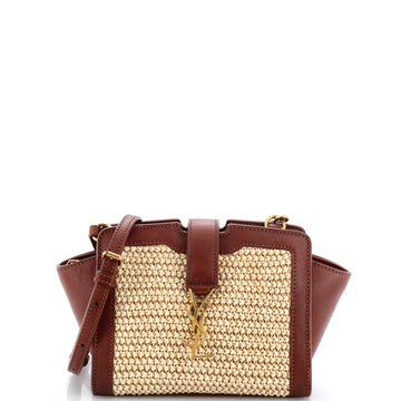 Saint Laurent Monogram Cabas Downtown Raffia and Leather Toy