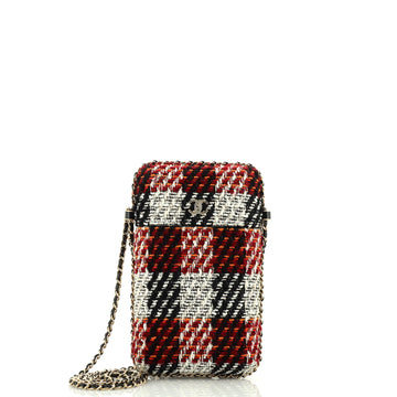Chanel Chain Around Phone Holder Crossbody Bag Tweed and Ribbon