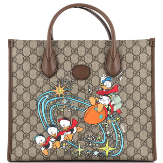 Gucci Disney Donald Duck Convertible Tote Printed GG Coated Canvas Medium