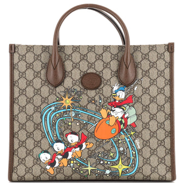 Gucci Disney Donald Duck Convertible Tote Printed GG Coated Canvas Medium