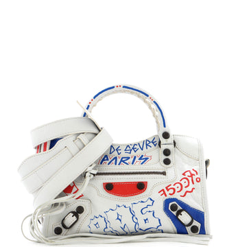 Balenciaga City Graffiti Classic Studs Bag Leather Mini