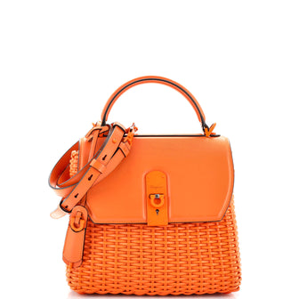 Salvatore Ferragamo Boxyz Top Handle Bag Woven Leather Medium