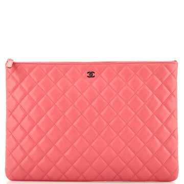 Chanel O Case Clutch Quilted Lambskin Large