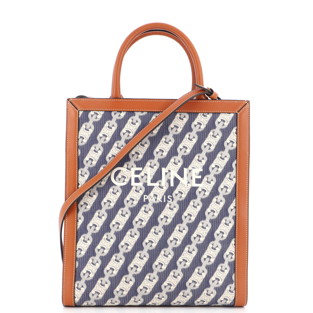 Celine Vertical Cabas Tote Triomphe Denim and Leather Small 208648