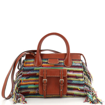 Chloe Edith NM Satchel Knit Cashmere with Leather Medium