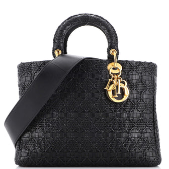 Christian Dior Lady Dior Bag Woven Leather Large