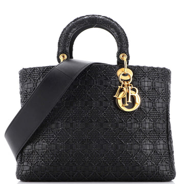 Christian Dior Lady Dior Bag Woven Leather Large