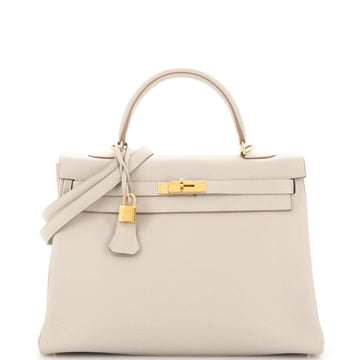 Hermes Kelly Handbag Light Togo with Gold Hardware 35