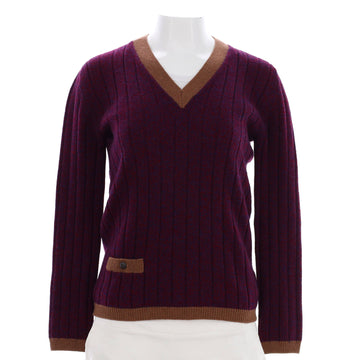 Chanel Women's Bicolor V-Neck Sweater Cashmere
