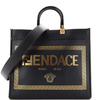 Fendi X Versace Fendace Convertible Sunshine Shopper Tote Printed Leather  Medium Auction