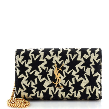 Saint Laurent Classic Monogram Wallet on Chain Printed Fabric Medium