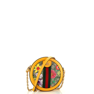 Gucci Ophidia Round Shoulder Bag Flora GG Coated Canvas Mini
