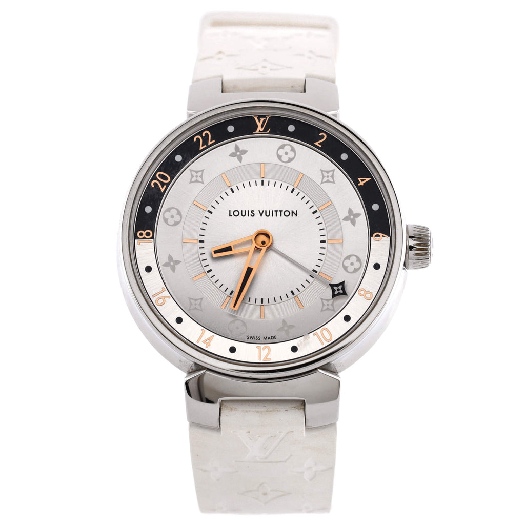 Louis Vuitton Tambour Moon Dual Time Unisex Watch Stainless Steel