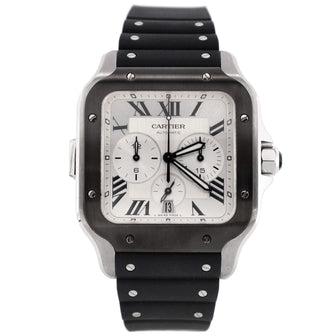 Cartier Santos de Cartier Chronograph Automatic Watch Stainless Steel and Rubber 43