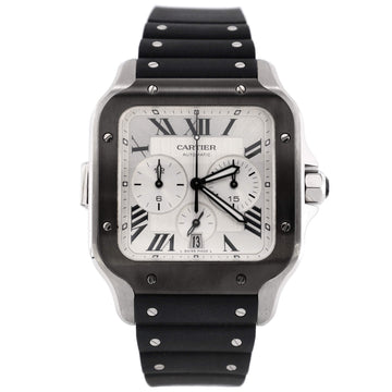 Cartier Santos de Cartier Chronograph Automatic Watch Stainless Steel and Rubber 43