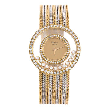 Chopard Happy Diamonds Round Quartz Watch Yellow Gold and White Gold with Diamond Bezel and 12 Floating Diamonds 32