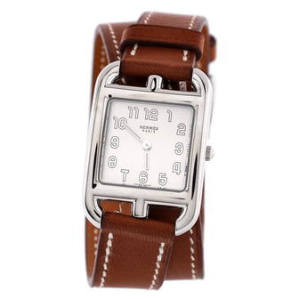 Hermes Cape Cod Double Tour Quartz Watch Stainless Steel and Leather 23