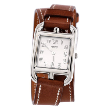 Hermes Cape Cod Double Tour Quartz Watch Stainless Steel and Leather 23